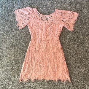 Lulu’s Pink Lace Mini Dress